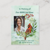 Memorial Keepsake Cardinal Bird Visitekaartje (Voorkant)