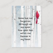 Memorial Keepsake Cardinal Bird Visitekaartje (Achterkant)