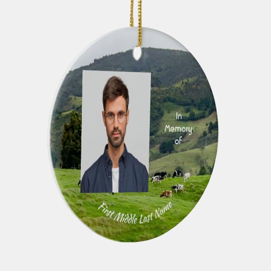 Memorial Keepsake Cattle Farm Landscape Keramisch Ornament (Rechts)