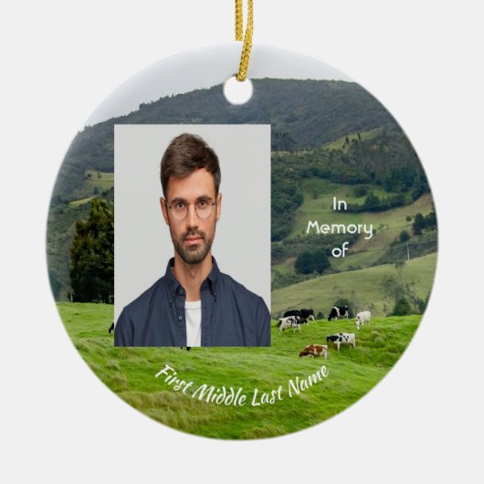 Memorial Keepsake Cattle Farm Landscape Keramisch Ornament (Voorkant)