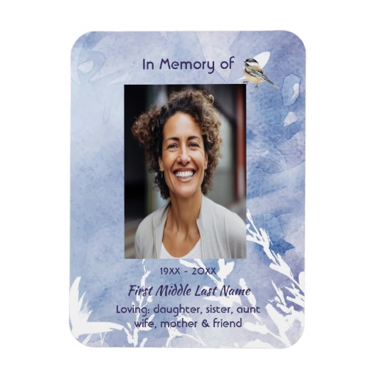 Memorial Keepsake Chickadee Bird Winter  Magneet (Verticaal)