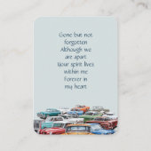 Memorial Keepsake Classic Vintage Car Vehicle  Visitekaartje (Achterkant)