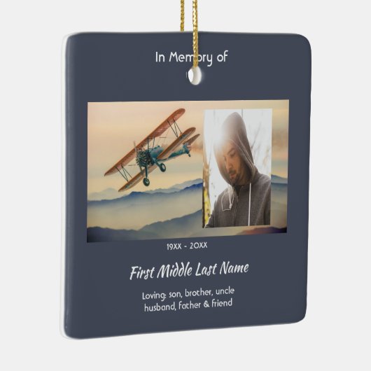 Memorial Keepsake Clouds Biplane Sky Keramisch Ornament (Rechts)