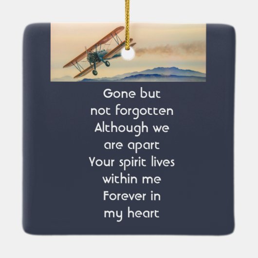 Memorial Keepsake Clouds Biplane Sky Keramisch Ornament (Achterkant)