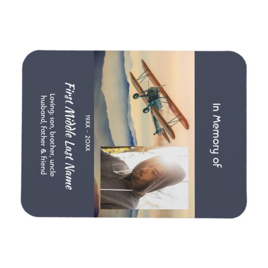 Memorial Keepsake  Clouds Biplane Sky Magneet (Horizontaal)