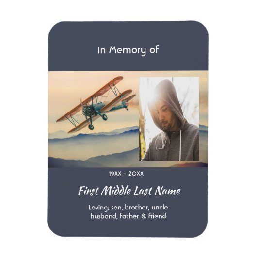 Memorial Keepsake  Clouds Biplane Sky Magneet (Verticaal)