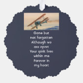 Memorial Keepsake Clouds Biplane Sky Ornament Kaart (Achterkant)