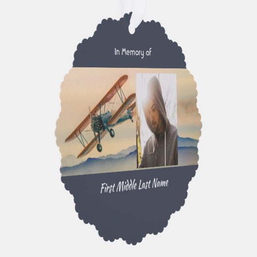 Memorial Keepsake  Clouds Biplane Sky Ornament Kaart (Rechts)