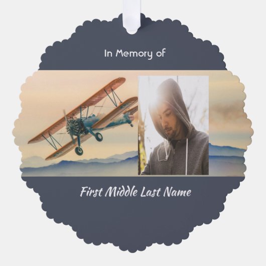 Memorial Keepsake  Clouds Biplane Sky Ornament Kaart (Voorkant)