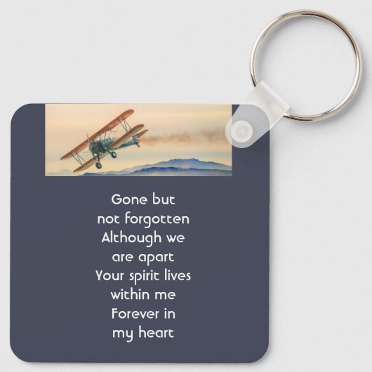 Memorial Keepsake Clouds Biplane Sky Sleutelhanger (Achterkant)