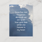 Memorial Keepsake Clouds Sky Heavenly Visitekaartje (Achterkant)