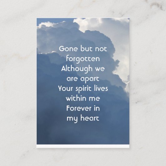 Memorial Keepsake Clouds Sky Heavenly Visitekaartje (Achterkant)