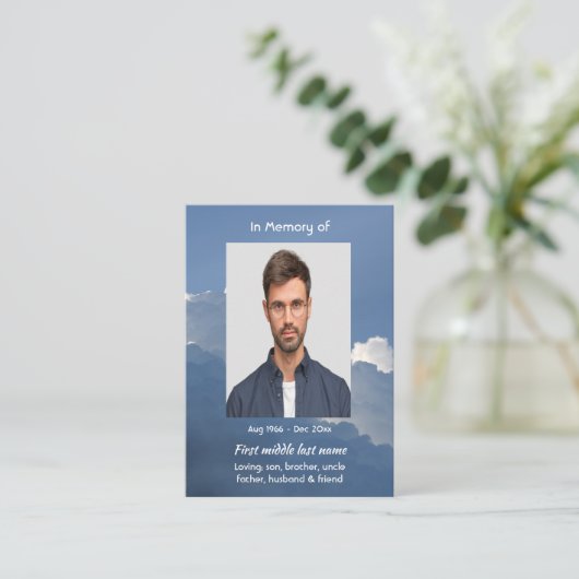 Memorial Keepsake Clouds Sky Heavenly Visitekaartje (Staand voorkant)