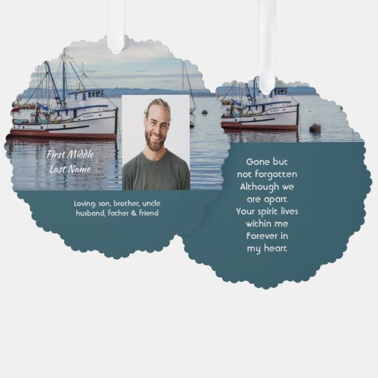 Memorial Keepsake Commercial Fisherman Ornament Kaart (Voorkant / Achterkant)