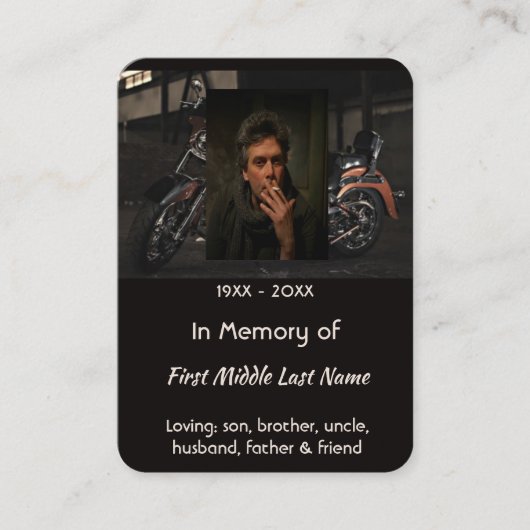 Memorial Keepsake Custom Motorcycle Biker Visitekaartje (Voorkant)