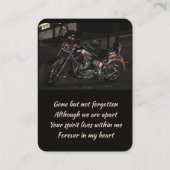 Memorial Keepsake Custom Motorcycle Biker Visitekaartje (Achterkant)
