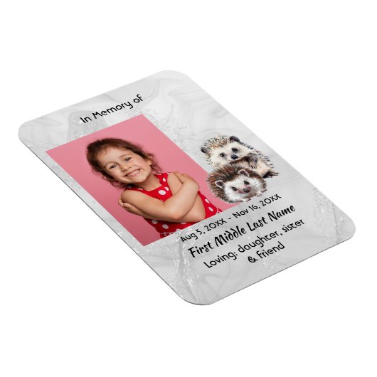 Memorial Keepsake Cute Hedgehog Children   Magneet (Rechterzijde)