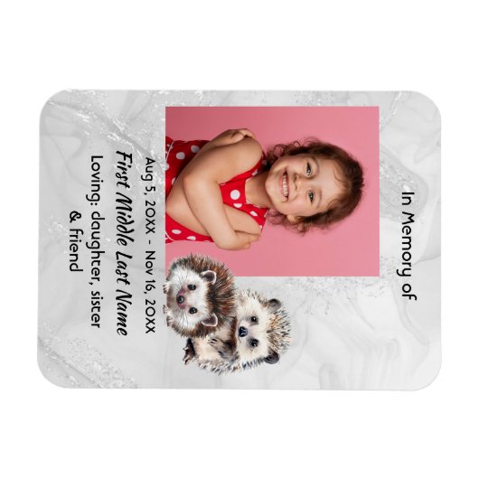 Memorial Keepsake Cute Hedgehog Children   Magneet (Horizontaal)