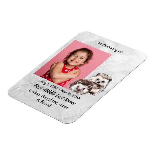 Memorial Keepsake Cute Hedgehog Children   Magneet (Linkerzijde)