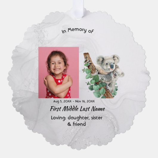  Memorial Keepsake Cute Koala Children Ornament Kaart (Voorkant)