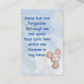 Memorial Keepsake Cute Little Mouse Children   Visitekaartje (Achterkant)