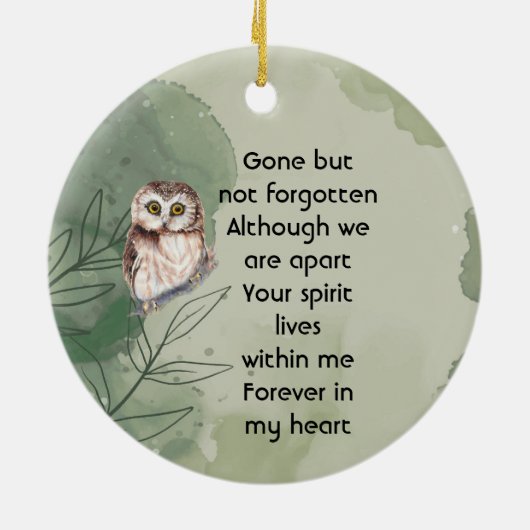 Memorial Keepsake Cute Owl Bird Keramisch Ornament (Achterkant)