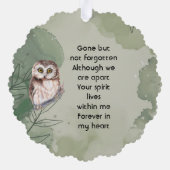 Memorial Keepsake Cute Owl Bird Ornament Kaart (Achterkant)