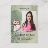 Memorial Keepsake Cute Owl Bird Visitekaartje (Voorkant)