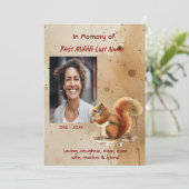 Memorial keepsake Cute Red Squirrel Kaart (Staand voorkant)