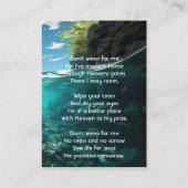 Memorial Keepsake Deep Sea Diving Diver Visitekaartje (Achterkant)