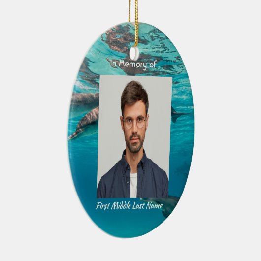 Memorial  Keepsake Dolphins Underwater Ocean Keramisch Ornament (Rechts)