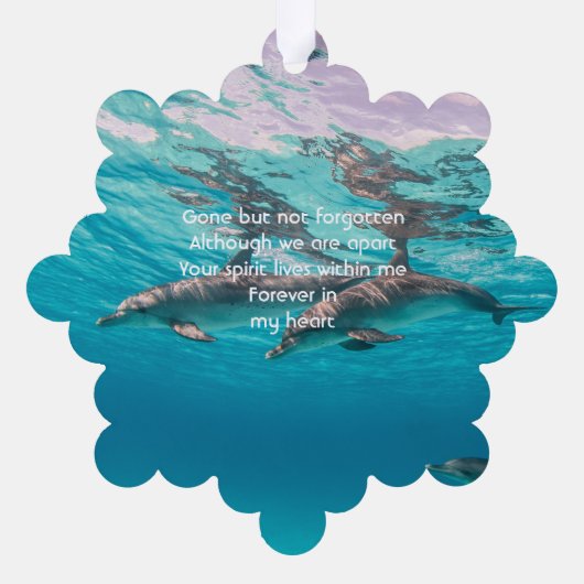 Memorial  Keepsake Dolphins Underwater Ocean Ornament Kaart (Achterkant)