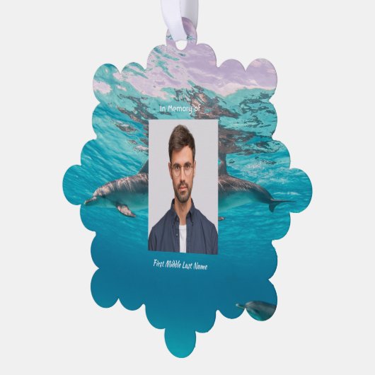 Memorial Keepsake Dolphins Underwater Ocean Ornament Kaart (Links)