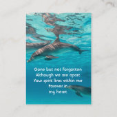 Memorial  Keepsake Dolphins Underwater Ocean Visitekaartje (Achterkant)