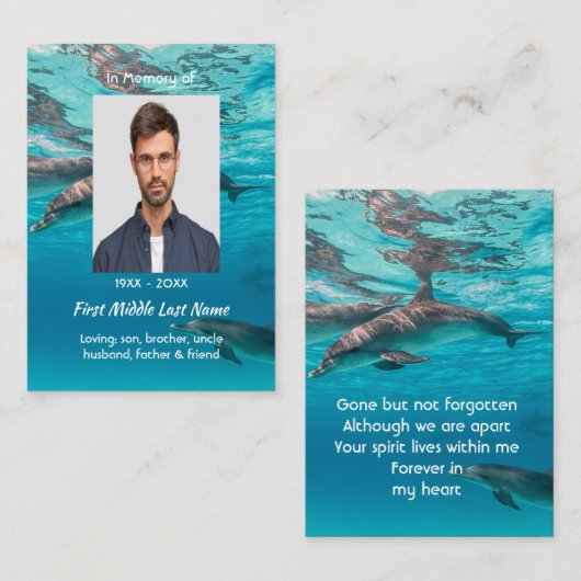 Memorial  Keepsake Dolphins Underwater Ocean Visitekaartje (Voorkant / Achterkant)