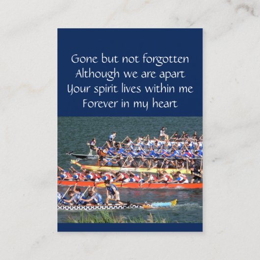 Memorial Keepsake Dragon Boat Rowing Visitekaartje (Achterkant)