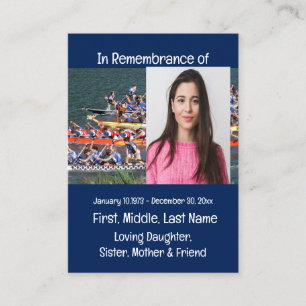 Memorial Keepsake Dragon Boat Rowing Visitekaartje