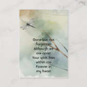 Memorial Keepsake Dragonfly Business Visitekaartje (Achterkant)