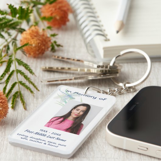 Memorial Keepsake Dragonfly Waterverf Sleutelhanger (Voorkant Rechts)