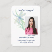 Memorial Keepsake Dragonfly Waterverf Visitekaartje (Voorkant)