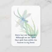 Memorial Keepsake Dragonfly Waterverf Visitekaartje (Achterkant)