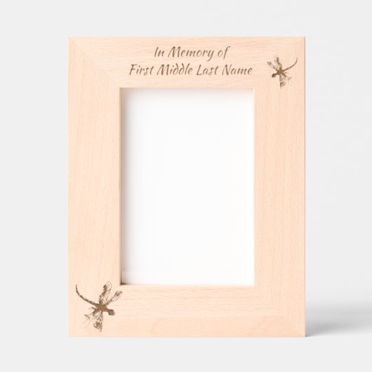 Memorial Keepsake Dragonfly Witte Bloem Gegraveerde Lijstjes (Voorkant)