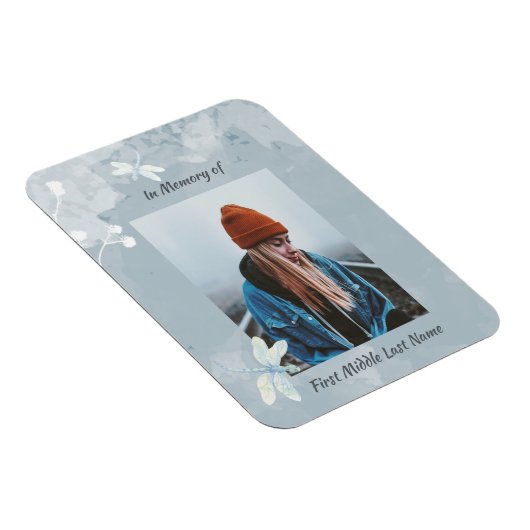 Memorial Keepsake Dragonfly Witte Bloem Magneet (Rechterzijde)