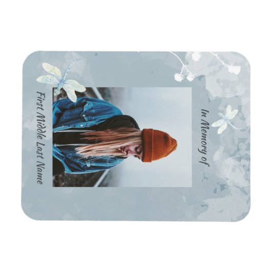 Memorial Keepsake Dragonfly Witte Bloem Magneet (Horizontaal)