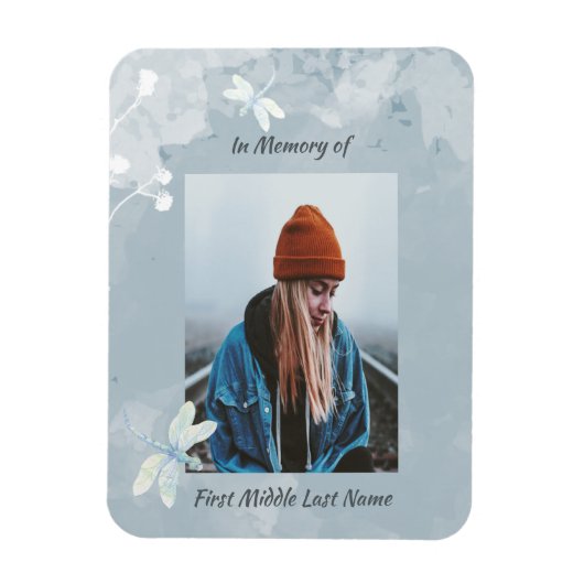 Memorial Keepsake Dragonfly Witte Bloem Magneet (Verticaal)