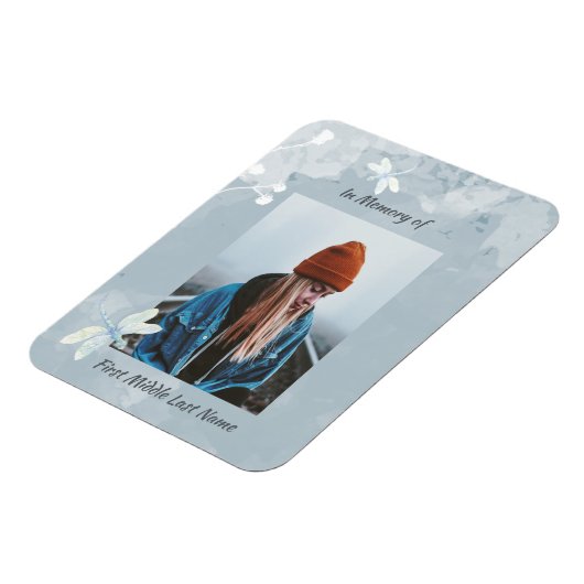 Memorial Keepsake Dragonfly Witte Bloem Magneet (Linkerzijde)