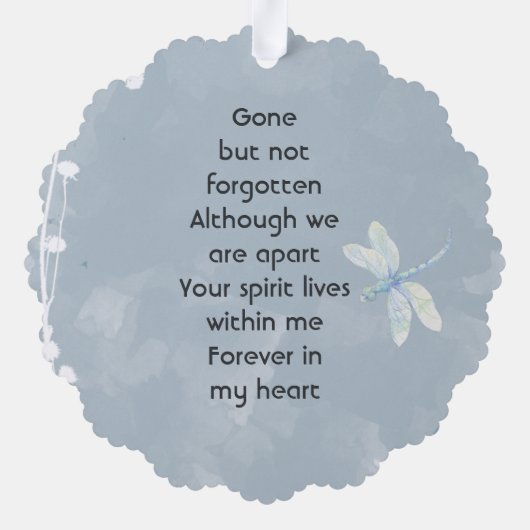 Memorial Keepsake Dragonfly Witte Bloem Ornament Kaart (Achterkant)