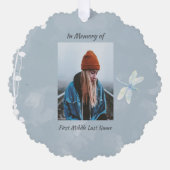 Memorial Keepsake Dragonfly Witte Bloem Ornament Kaart (Voorkant)