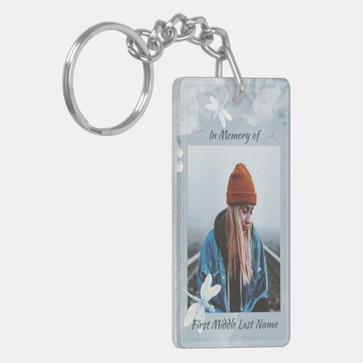 Memorial Keepsake Dragonfly Witte Bloem Sleutelhanger (Voorkant Links)