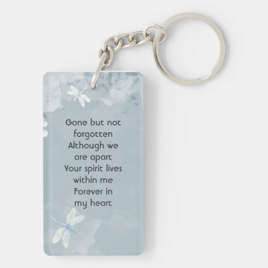 Memorial Keepsake Dragonfly Witte Bloem Sleutelhanger (achterkant)